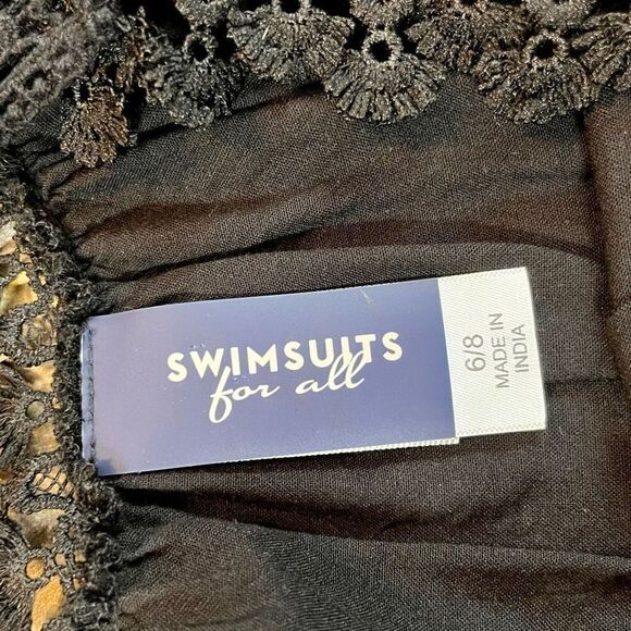 Swimsuits For All Vera Black Crocheted Cold Shoulder Coverup 6/8 - Picture 9 of 12